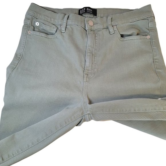 GAP WOMEN'S OLIVE GREEN  COTTON JEAN HIGH RISE SIZE 30 REGULAR - Picture 7 of 15